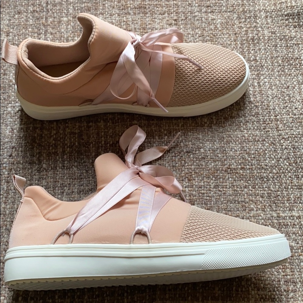 express pink ribbon tie sneakers
